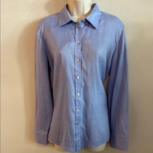 Mossimo Dutti Women's Linen Classic Button-Down Shirt in Light Blue Size 8
